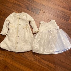 Nanette Baby 2 Piece Cream and Metallic Dress Set